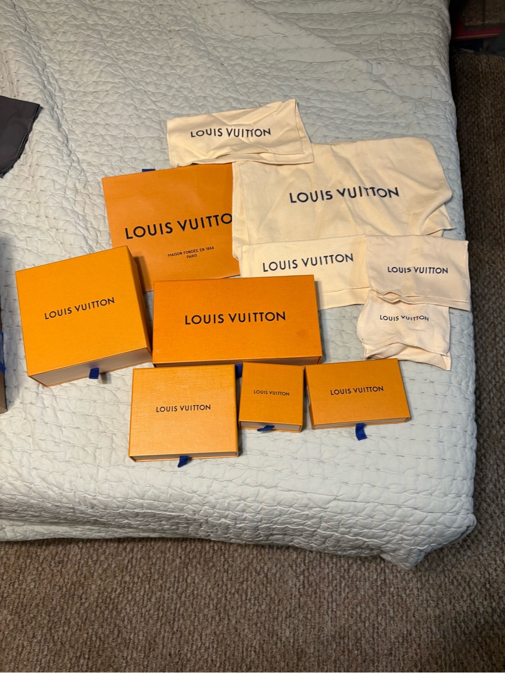 Louis Vuitton Orange Gift Boxes with Beige Dust Bags